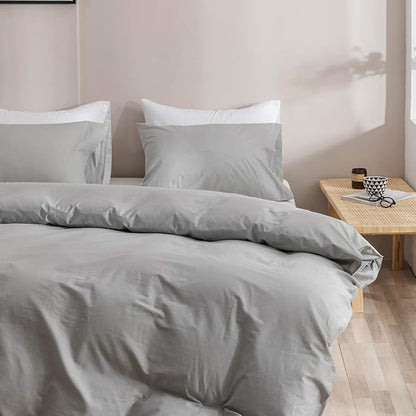 Pureant Silver Grey Comforter Set King Light Gray Bedding Comforter Sets Cotton for Women Men Solid Bright Grey King Comforter Soft Elegant Grey Comforter Sets Breathable All Grey Blanket