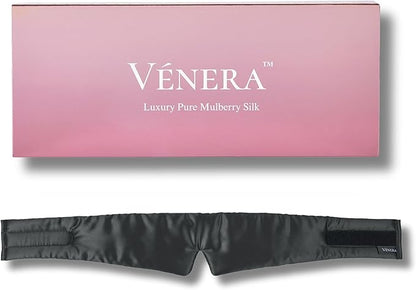 Silk Eye Mask - 100% Pure Mulberry 22 Momme Silk Sleep Mask, Adjustable Sleep Mask for Women and Men (Adjustable, Cloud Black)