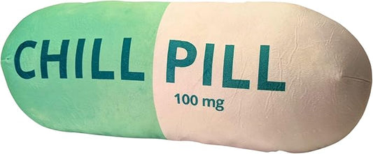 Chill Pill Pillow - Cervical Neck Pillow, Calming Corner Classroom Must Haves Bolster Throw Pillows, College Dorm, Boho Classroom Decor, Lumbar Support, Home Office Preppy Stuff