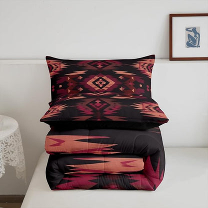 Feelyou Kids Western Boho Aztec Comforter Set,Southwestern Country Rustic Bedding Set Full Size,Boys Girls Bedroom Room Decor,Farmhouse Western Comforter,Southwestern Bed Set