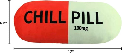 Chill Pill Pillow - Cervical Neck Pillow, Calming Corner Classroom Must Haves Bolster Throw Pillows, College Dorm, Boho Classroom Decor, Lumbar Support, Home Office Preppy Stuff