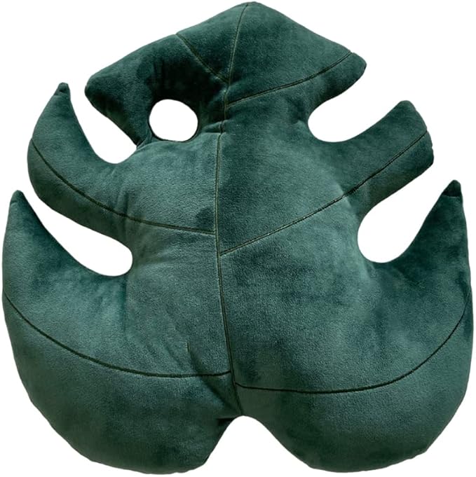 Green Philosophy Co. Monstera Deliciosa Leaf Pillow - Deep Forest