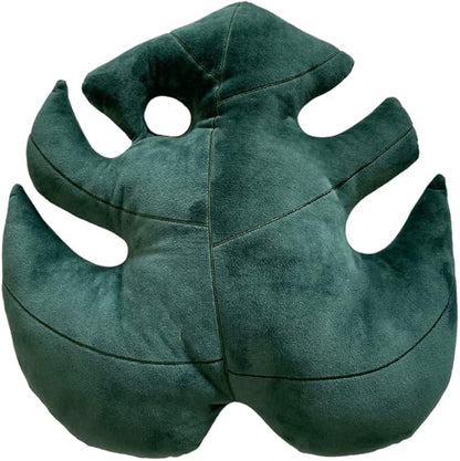 Green Philosophy Co. Monstera Deliciosa Leaf Pillow - Deep Forest