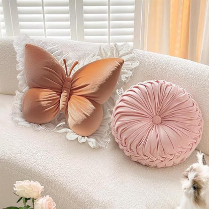 Butterfly Throw Pillow, Butterfly Shaped Decorative Pillow for Sofa Couch Bed, Plush Velvet Lumbar Support Cushion for Office Chair & Car Seat (Orange)