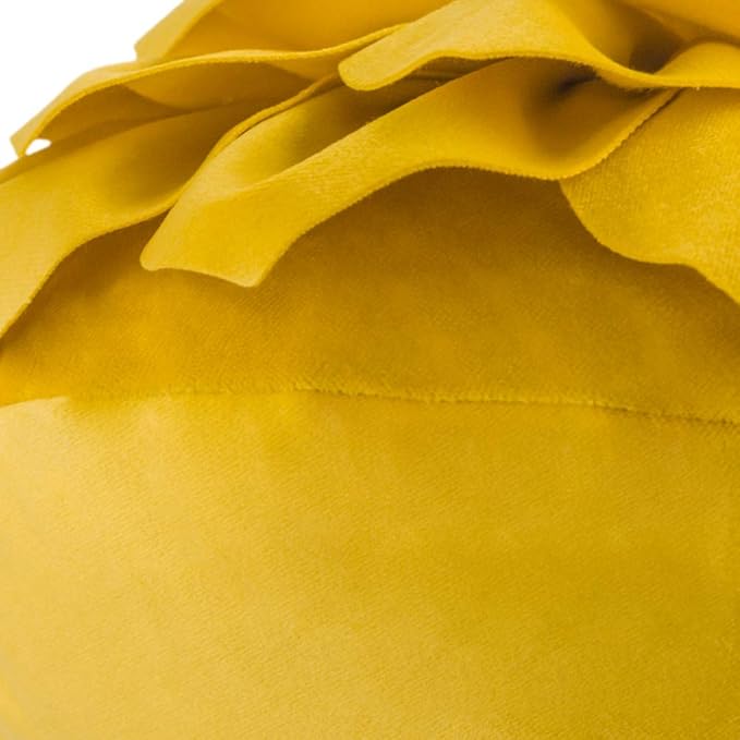 Decorative Throw Pillow 3D Flower Round Pillow Accent Handmade Cushion with Insert for Couch Bed Home Decor 12 Inch Yellow