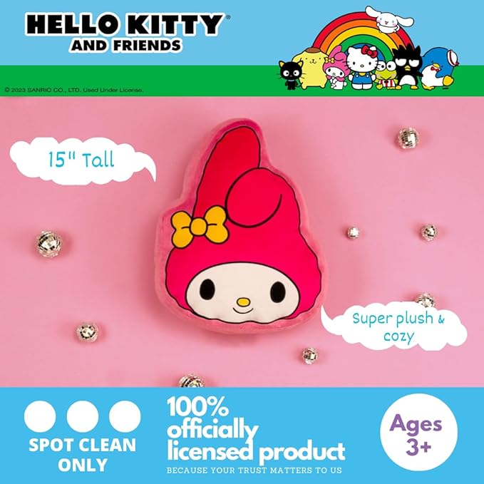 Hello Kitty & Friends My Melody Bedding Super Soft Plush Decorative Pillow, One Size, (100% Officially Licensed Product) by Franco