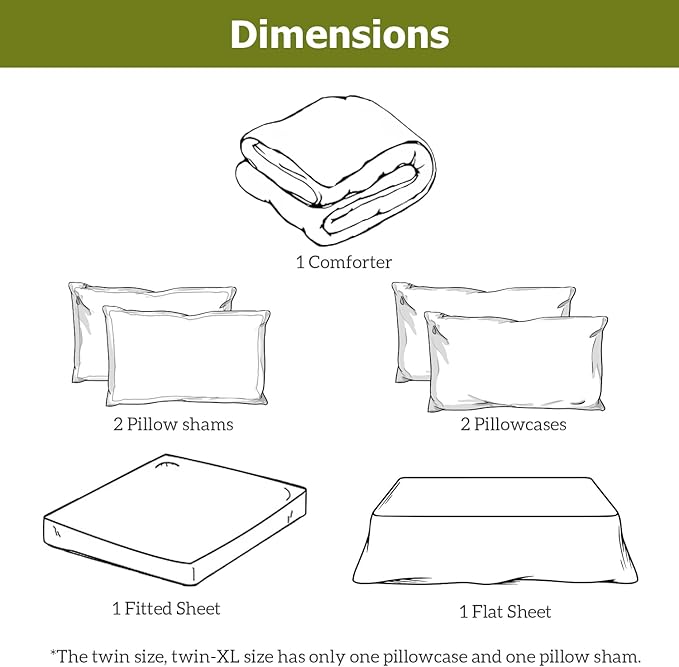Full Size Comforter Sets 7 Pieces, Dark Green, Reversible Sage Green, Full Bedding Sets, Soft Bed in a Bag Full with Comforter, Sheets, Pillowcases & Shams, All Seasons Boho