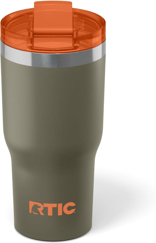 RTIC 20oz Essential Tumbler with Lid, Ceramic Lined, Insulated, Stainless Steel, Metal, Double Wall Vacuum-Insulation, Travel Cup for Iced Coffee, Tea, Hot and Cold Drink, Trailblazer