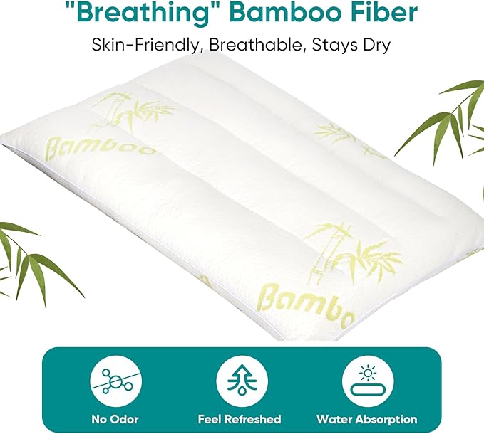 MINUPWELL Ultra Flat Small Pillow for Sleeping, 18x13 in Small Pillow for Travel 7D High Support 2.5 inch Height Ultra Thin Mini Pillows - Rayon Derived from Bamboo