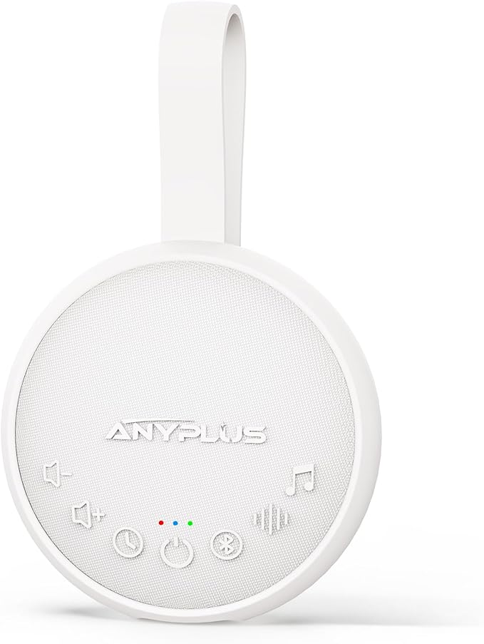 White Noise Sound Machine for Sleeping Adults & Baby, Portable Noise Machine with 24 Soothing Sounds, Bluetooth 5.1, Battery Powered, 3 Timer Settings, Memory Function for Home, Office, Travel (White)