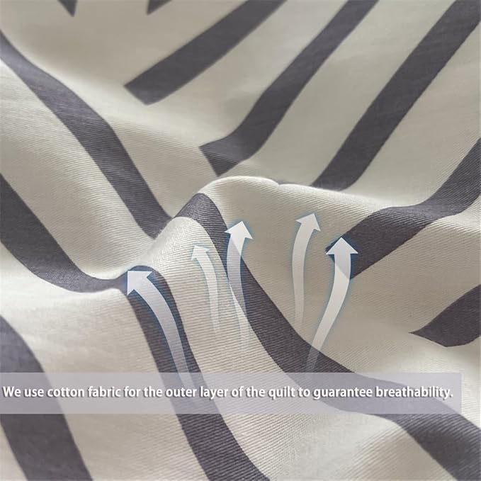 VM VOUGEMARKET Gray Striped Comforter Set Queen,Teen Boys Geometric Bedding Set,3 Pieces Instagram Style Simple Modern Comforter with 2 Pillowcases