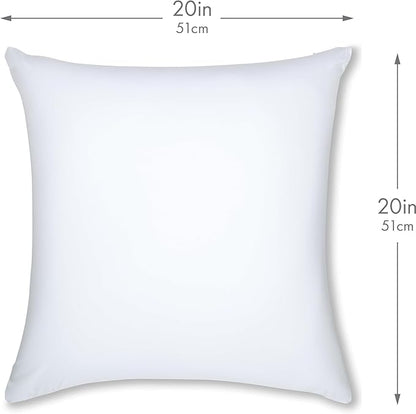 PILLOWY 20"x20" Throw Pillowcases (Cover Only) - 85/15 Nylon, Spandex - Luxurious, Silky, Stretchy & Soft - 1Pcs Solid Color - A Perfect Choice for Couch Chairs Sofa Bed Adult or Kids Bedroom, White