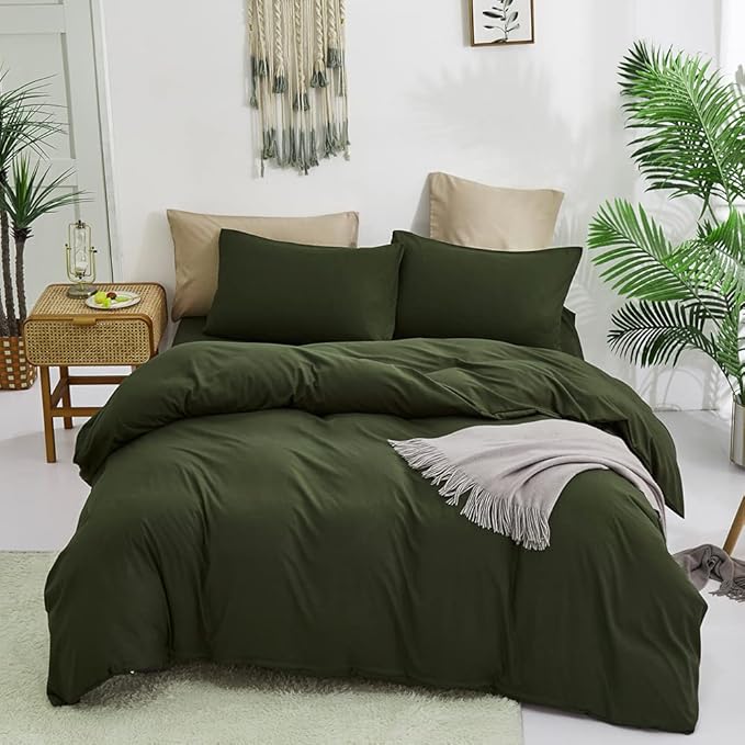 CLOTHKNOW Army Green Twin/Twin XL Comforter Sets Dark Green Bedding Comforter Sets Boys Girls Comforter Soft Military Comforter with 2 x Pillow Cases