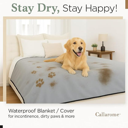 Waterproof Blanket for Bed or Couch – Soft and Leakproof Waterproof Throw Blanket, Water Proof & Stain Resistant Easy to Clean Throw Blanket Cover for Adults or Pets, Reversible Grey 60"x80"