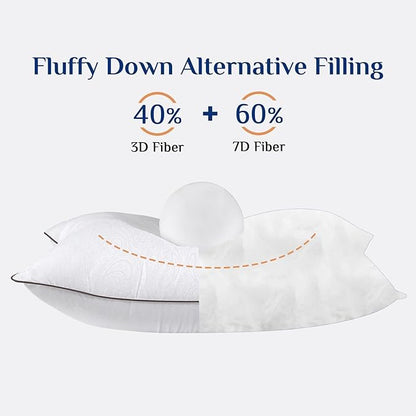 JOLLYVOGUE Pillows Queen Size Set of 4 for Sleeping, Soft and Supportive Bed Pillow with Down Alternative Filling for Side and Back Sleepers, Hotel Collection