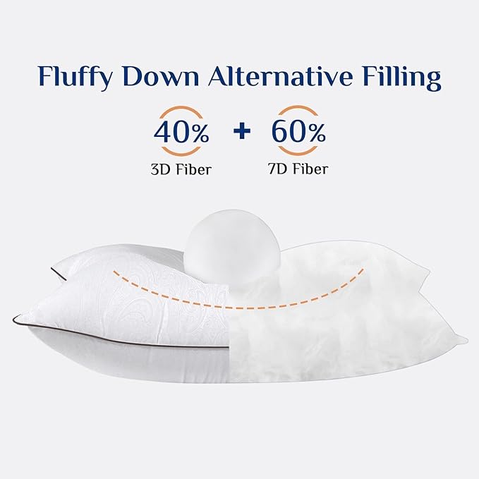 JOLLYVOGUE King Size Pillows Set of 4 for Sleeping, Soft and Supportive Bed Pillows with Down Alternative Filling for Side and Back Sleepers, Hotel Collection