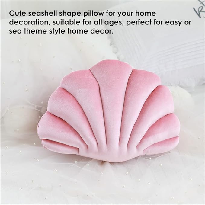 Patty Both Seashell Decorative Pillow Velvet Seashell Throw Pillow, Sea Shell Shaped Throw Pillow Decorative Pillows for Bed Couch Home Office Decor (Pink, Small(12.8 * 10in 0.3kg))