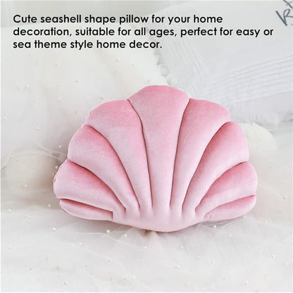 Patty Both Seashell Decorative Pillow Velvet Seashell Throw Pillow, Sea Shell Shaped Throw Pillow Decorative Pillows for Bed Couch Home Office Decor (Pink, Small(12.8 * 10in 0.3kg))
