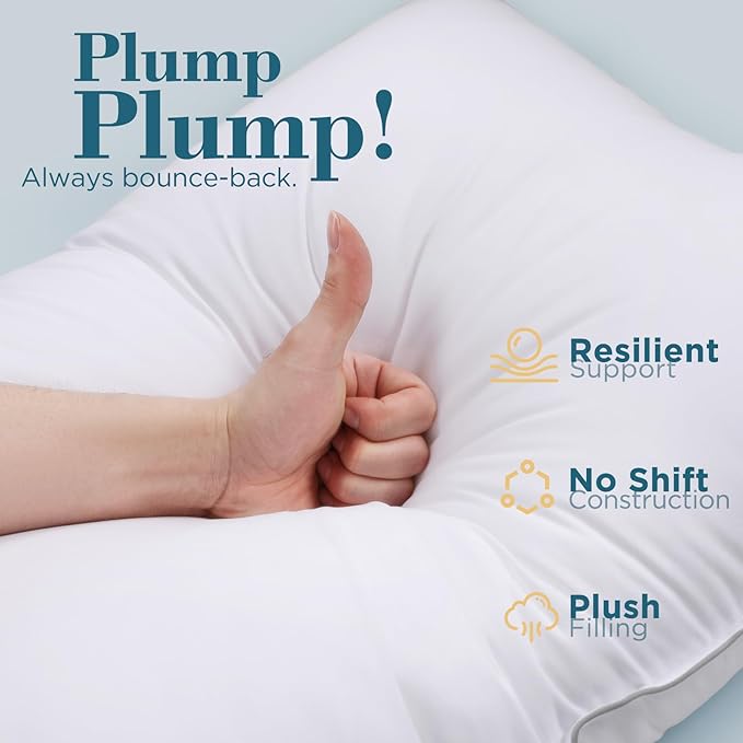 viewstar Bed Pillows Queen Size Set of 2, Hotel Quality, Down Alternative Pillow for Side, Back, or Stomach Sleepers, Firm