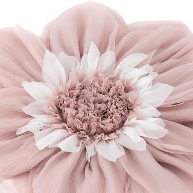 3D Blush Pink Flower Round Decorative Throw Pillow with Insert Soft Cute Floral Accent Pillow Cushion for Bed Couch Bedroom Living Room Nursery Boho Aesthetic Home Decor 12Inch Rose Gold