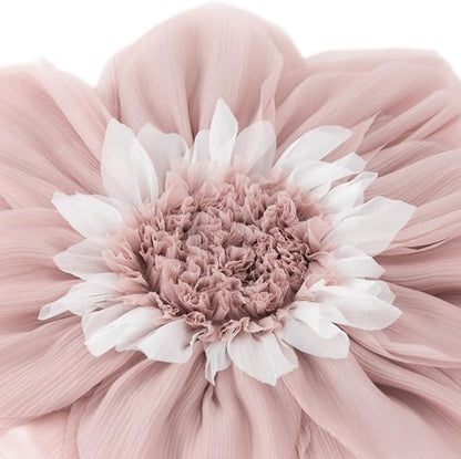 3D Blush Pink Flower Round Decorative Throw Pillow with Insert Soft Cute Floral Accent Pillow Cushion for Bed Couch Bedroom Living Room Nursery Boho Aesthetic Home Decor 12Inch Rose Gold