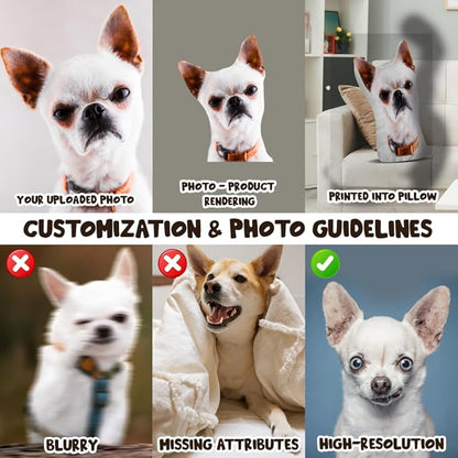 Custom Pet Pillow with Photo - Plush Halloween Pillows with Personalized Dog & Cat Face - Halloween Shaped Pillows Gift for Pet Lover, Birthday, Friends