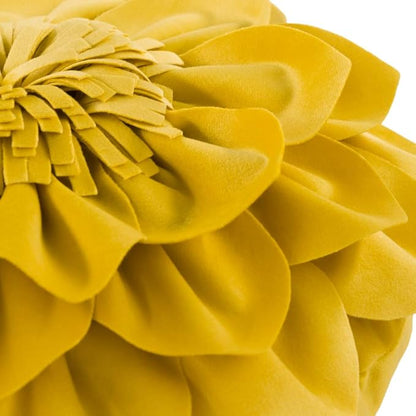 Decorative Throw Pillow 3D Flower Round Pillow Accent Handmade Cushion with Insert for Couch Bed Home Decor 12 Inch Yellow