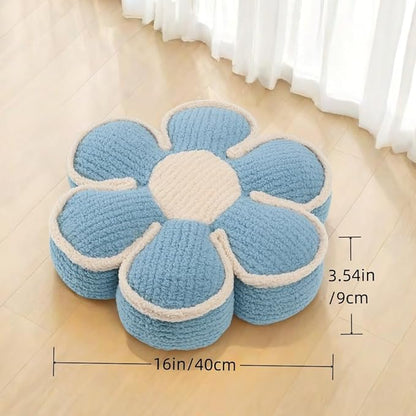 Blue Flower Pillow Decorative Throw Pillows Daisy Shaped Cute Soft Floor Cushion for Couch Bed Preppy Room Bedroom Decor Aesthetic (1, Blue, 16 Inch)