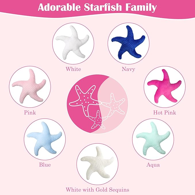 Marble Empire White Starfish Pillow 2-Pack for Couch and Bed, Coastal Decor Throw Pillows, Ocean Beach Theme Accent Pillows for Living Room