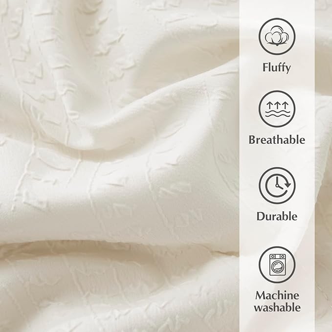 Geniospin King Size Comforter Set, Bed in a Bag Ivory White Bedding Sets 7-Pieces, Botanical Pattern, All Season Bedding with Comforter, Sheets,Pillowcase & Shams(King,102"x90")