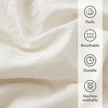 Geniospin King Size Comforter Set, Bed in a Bag Ivory White Bedding Sets 7-Pieces, Botanical Pattern, All Season Bedding with Comforter, Sheets,Pillowcase & Shams(King,102"x90")