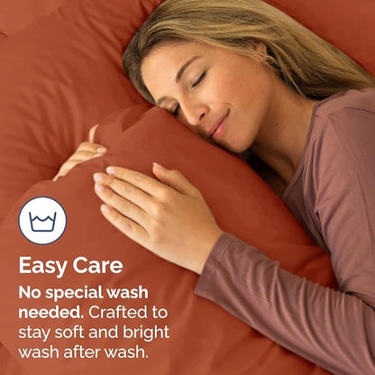 King Pillow Cases Set of 4 - Ultra Soft Hotel Quality Pillowcase Covers - Comfy, Cozy & Wrinkle Free - Shrinkage, Stain & Fade Resistant - Machine Washable Pillow Protectors - 4 Piece Set - Terracotta
