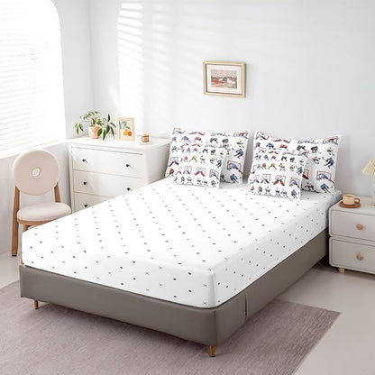 Feelyou Ice Hockey Comforter Set Full Size 7 Pcs Hockey Lover Comforter Bed in a Bag Winter Sports Bedding Set for Boys Girls Teens Hockey Bed Set with Sheets, Pillowcases, Pillow Covers