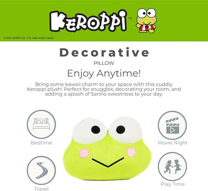 Franco Bedding Super Soft Plush Decorative Pillow, Keroppi Smiles