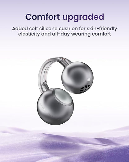 mojawa StarClip Open-Ear Wireless Bluetooth Headphones, Clip-On Earbuds with Soft Silicone Pads, 4D Panoramic Sound, Enhanced Comfort & Secure Fit, IP54 Water-Resistant Ear Grips for Workout, Black