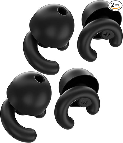 Noise Cancelling Ear Plugs for Sleep, Small Ear Fit - No-Pain for Side Sleepers, 33dB NRR Reusable Silicone One-Piece Design, 4 Sizes for Adults & Kids, Portable Case
