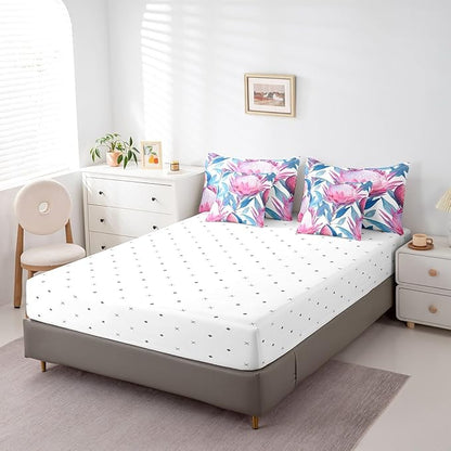 Feelyou Flower Comforter Set King Size 7 Pieces Florals Bedding Set for All Season Blossom Flowers Pattern Nature Theme Bed in a Bag with Comforter, Sheets, Pillowcases & Cushion Cover