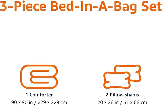 Amazon Basics 3-Piece Soft Microfiber Kids' Comforter and Pillow Sham Set, Full/Queen, Red, Solid
