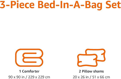 Amazon Basics 3-Piece Soft Microfiber Kids' Comforter and Pillow Sham Set, Full/Queen, Red, Solid