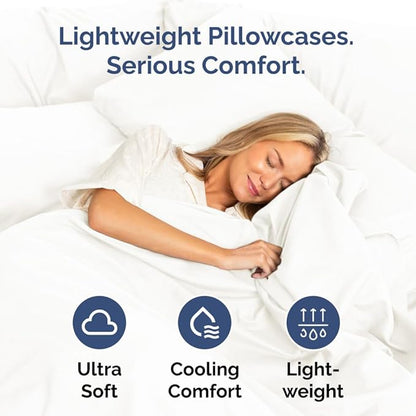 Queen Pillow Cases Set of 2 - Ultra Soft Hotel Quality Pillowcase Covers - Comfy, Cozy & Wrinkle Free - Shrinkage and Fade Resistant - Machine Washable Pillow Protectors - 2 Piece Set - Antique White
