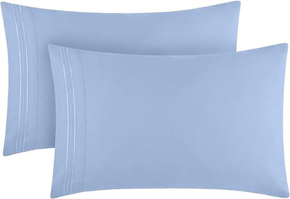 Mellanni Pillow Cases - Luxury, Extra Soft, Cooling Pillow Covers - 2 PC Iconic Collection Pillowcases - Envelope Closure (Standard/Queen 20" x 30", Sky Blue)