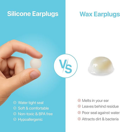 Whisper Ear Plugs (28 pcs) | Soft Silicone | Reusable Silicone Ear Plugs for Swimming, Sleep, Travel, Noise & Snoring | Moldable Comfort Fit Wax Earplugs for Sleep | Waterproof Swim Ear Plugs Adults
