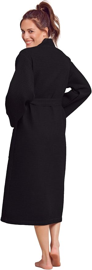 Luxurious Bathrobe for Women - Soft & Absorbent - Lightweigh & Comfort - Long & Kimono - Waffle & Cotton - Hotel/Spa Robe