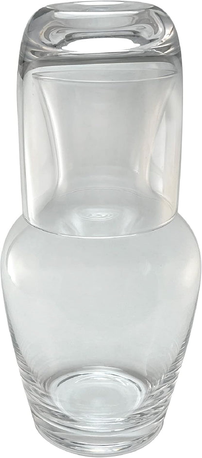 Lily's Home 26 oz Water Carafe, With Glass Cup as Lid, Bedside Water Carafe for Bedroom, Bathroom, or Kitchen, Ideal for Midnight Hydration and End Table Decor