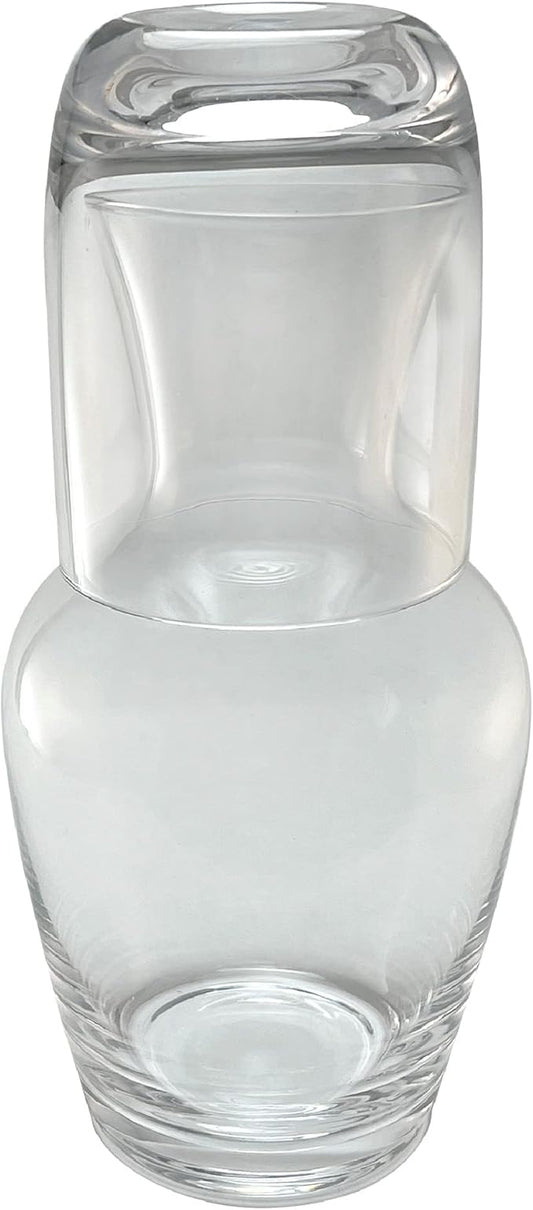 Lily's Home 26 oz Water Carafe, With Glass Cup as Lid, Bedside Water Carafe for Bedroom, Bathroom, or Kitchen, Ideal for Midnight Hydration and End Table Decor
