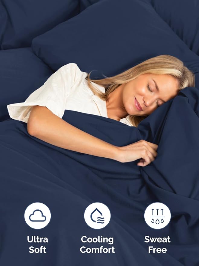 Extra Deep Cal King Sheet Set - 6 Piece Breathable and Cooling Sheets - Hotel Luxury Bedding for Women, Men, Kids & Teens - Easy & Secure Fit - Soft and Wrinkle Free - Extra Deep Pockets - Navy Blue