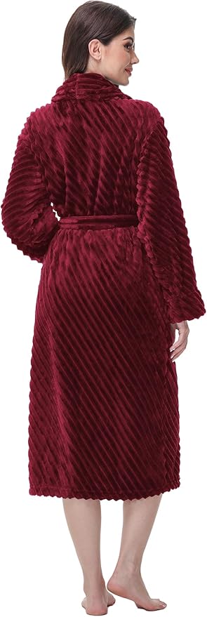 Yurhap Premium Robes for Women - Super Soft Cozy Fleece Womens Robe Plush Long Bathrobe