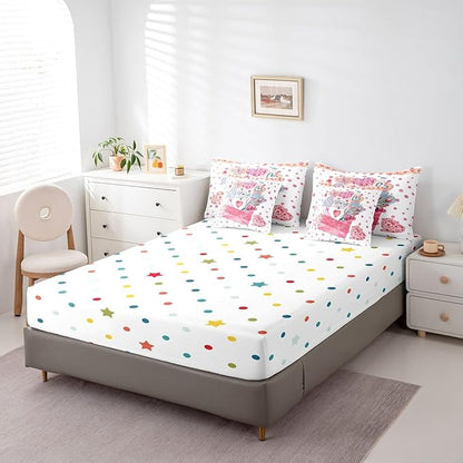 Feelyou Girls Like Cartoon Cute 7 Piece Bedding Set Queen Size Heart-Shaped Design Bed in a Bag for Adult Pink Envelope Comforter Set with Sheets Pink Polka Dot Room Decor Romantic Bed Set