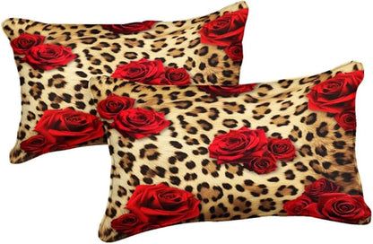 MOVE OVER Leopard Comforter Set California King Red Rose Flower Bedding Set 4 Pieces Cheetah and Rose Flower Printed Design Romantic Comforter Set for Women and Female Leopard Printed Bedding Set