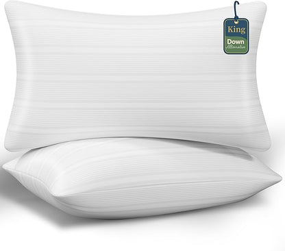 King Size Pillows Set of 2, King Pillows 2 Pack with Adjustable Down Alternative Polyester Fiber Fill, Hotel-Quality Comfort for Side, Back & Stomach Sleepers